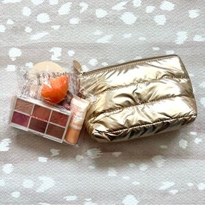 ULTA Gold Makeup Bag with Beauty Products